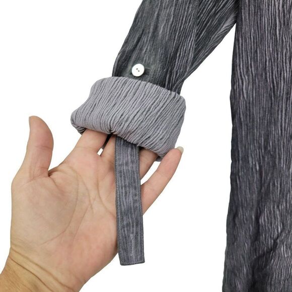 Soft Surroundings Top Tunic Crinkle Gauze Cowl Asymmetrical Tab Sleeve Gray M - Picture 11 of 17